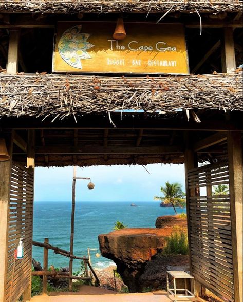 The Cape Goa The Cape Goa resort and restaurant is perched on the cliffside overlooking the ocean above a secluded cove near the village of Cabo de Rama in South Goa. • Save this for later The Cape Goa, South Goa Aesthetic, Cabo De Rama Goa, Goa Restaurants, Goa Resorts, Goa Trip, South Goa, Beach Instagram Pictures, Beach Instagram