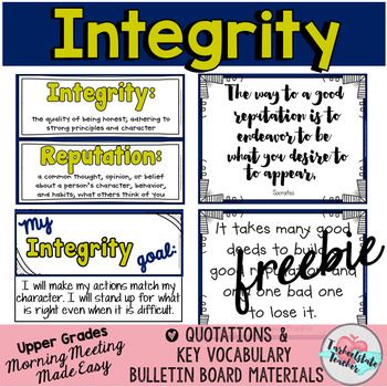 Integrity and Character Quotations and Vocabulary #kindnessnation Workplace Experience, Class Meeting, Classroom Meetings, Journal Pages Digital, Morning Meeting Activities, Meeting Activities, Teaching Character, Class Meetings, Student Journal