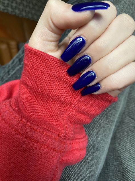 Navy Blue Coffin Acrylics, Dark Color Acrylic Nails, Dark Blue Nails Medium Length, Coffin Dark Blue Nails, Navy Coffin Nails, Matte Dark Blue Acrylic Nails, Navy Blue Acrylic Nails, Dark Blue Acrylic Nails, Deep Blue Nails