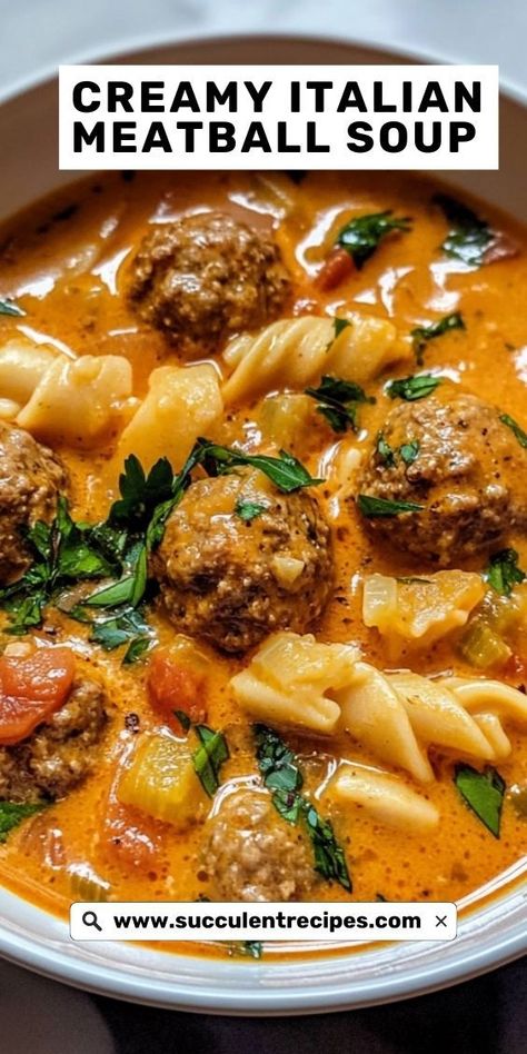 Cozy up to a bowl of Easy Creamy Italian Meatball Soup—simple to make and packed with creamy, hearty goodness. Italian Meatball Soup Instant Pot, Frozen Meatball Soup Recipes Crockpot, Pasta Meatball Soup, Italian Meatballs Soup, Instapot Meatball Soup, Family Favorite Soups, Meatball Stew Instant Pot, Italian Holiday Soup, Kale Meatball Soup