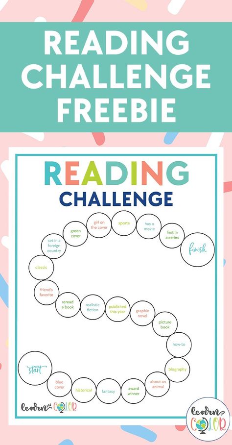 Reading Challenge - Learn in Color 100 Book Challenge, Easy Chapter Books, Reading Journal Printable, Reading Log Printable, Summer Reading Challenge, Kids Summer Reading, Reading Motivation, Library Lessons, 2nd Grade Reading