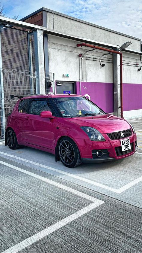 Suzuki swift sport pink Suzuki Swift Tuning, Fiat 500 Black, Car Women, New Suzuki Swift, Rolls Royce Car, Irish Car, Suzuki Swift Sport, Suzuki Wagon R, Kei Car