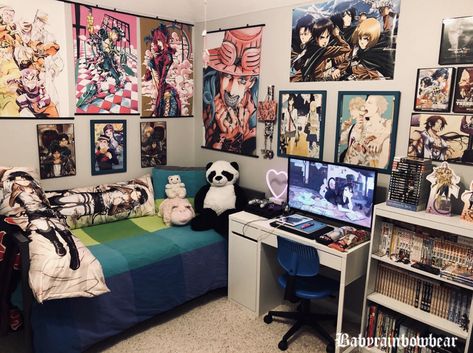 #otakuroom #anime #animeroom #otaku Anime Bedroom Ideas, Otaku Room, Anime Decor, Anime Room, Bohemian Bedroom Decor, Cute Room Ideas, Gamer Room, Kawaii Room, Room Design Bedroom