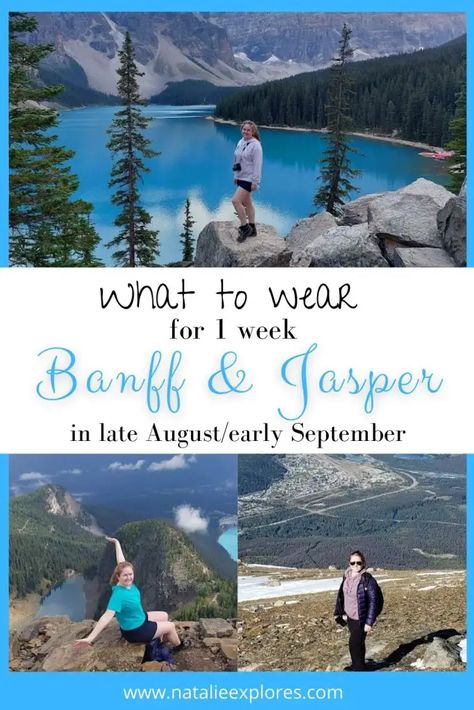 Banff Hiking Outfit Summer, Fall Banff Outfits, Lake Louise Outfit Summer, Banff Packing List September, What To Pack For Banff In September, Banff Fall Packing List, Banff Outfits Fall, Canada September Outfit, Banff Outfit September