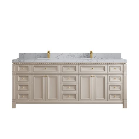 Willow Collections 84 in. W x 22 in. D Paris Double Bowl Sink Bathroom Vanity with Countertop - Bed Bath & Beyond - 41282374 Vanity Master Bath, 84 Inch Bathroom Vanity, Bowl Sink Bathroom Vanities, Bowl Sink Bathroom, Calacatta Gold Quartz, 60 Inch Vanity, Durable Countertops, Bathroom Vanity Sizes, Countertop Options