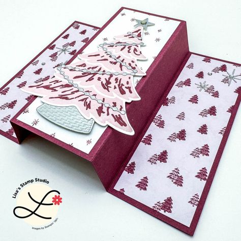 Make This Easy Expanding Gate Fold Card for Christmas by lisacurcio2001 at Splitcoaststampers Gate Fold Christmas Cards, Lisa Curcio, Folded Christmas Cards, Card For Christmas, Tri Fold Cards, Gatefold Cards, Halloween Arts And Crafts, Fold Cards, Card Making Tutorials