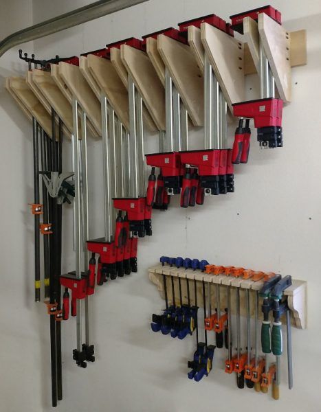 Ultimate Workshop, Clamp Rack Woodworking, Clamp Rack, Clamp Storage, Pocket Hole Joinery, Garage Tool Storage, Woodworking Shop Layout, Tool Storage Diy, French Cleat