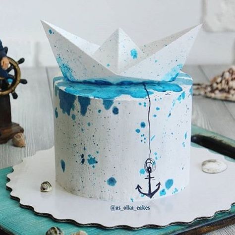 Sailors Hat, Sailboat Cake, Anchor Cakes, Navy Cakes, Birthday Drip Cake, Thank You Cake, Camo Wedding Cakes, Boat Cake, Fondant Art