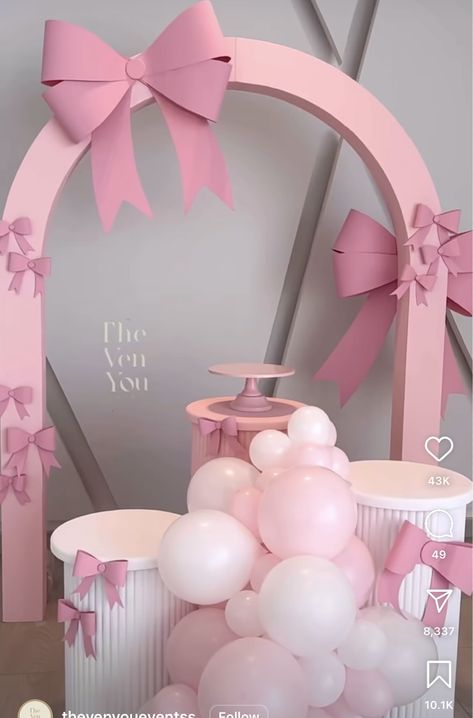 Coquette Party Decoration, Coquette Bday, Coquette Party, Coquette Birthday, Birthday 12, Vintage Tea Parties, Bow Baby Shower, Baby Birthday Themes, Cute Birthday Ideas