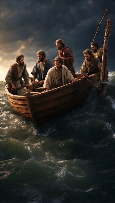 Sea Illustration Art, Boat Sketch, Jesus Christ Illustration, Jesus Calms The Storm, Boat Illustration, Jesus Christ Artwork, Lds Art, Jesus Photo, Bible Pictures