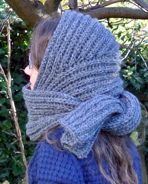 Hooded Brioche Scarf Brioche Scarf, Hood Scarf, Knitting Terms, Hood Pattern, Brioche Stitch, Purl Stitch, Hooded Scarf, Knitted Hood, Knit Stitch