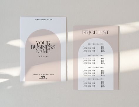 Price List Template, EDITABLE DOWNLOAD Printable DIY, Instant Customizable, Business Price Sheet Menu, Modern Arch Pricing Brochure Flyer T3 Price List Sign Ideas, Price Menu Salon, Price List Salon Design, Price Board Design, Product Price List Design, Beauty Price List Design, Price Sheet Design, Pricing List Design, Price List Design Ideas