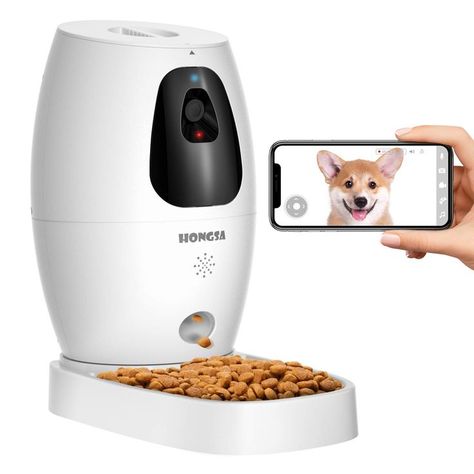 Smart Pet Camera with Treat Dispenser & Tossing, Dog Cat Camera, 2.4G WiFi, 1080P Night Vision Camera, Live Video, 2 Way Audio Communication Designed for Dogs and Cats (HONGSA Pet Camera) Cat Camera, Night Vision Camera, Spoiled Dogs, Treat Dispenser, Pet Camera, Travel Products, Pet Feeder, Communication Design, Flea And Tick