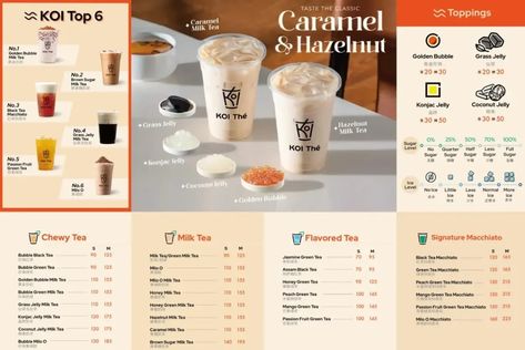 Koi The Menu Malaysia & Updated Prices 2024 Beverage Menu Design, Milk Tea Menu, Durian Ice Cream, Butter Prawn, Juice Menu, Mango Green Tea, Peach Green Tea, Grass Jelly, Coconut Jelly