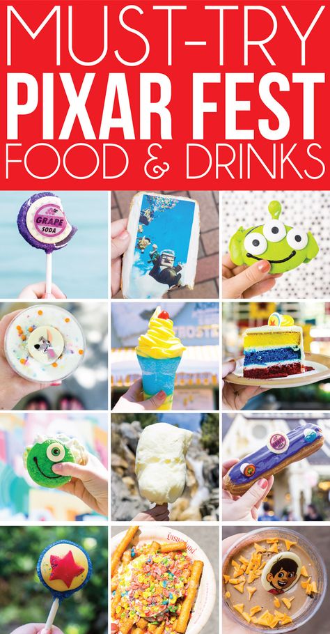 The best food at Disneyland’s Pixar Fest! 12 things you have to try and 3 you should skip! The guide to Pixar Fest you want to bring with you this summer! Best Food At Disneyland, Disneyland Honeymoon, Food At Disneyland, Disneyland Treats, Best Disneyland Food, Pixar Fest, Disneyland Snacks, California Disneyland, Christmas Castle