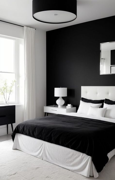 Black And White Room Aesthetic, White Room Aesthetic, Black Headboard Bedroom, Black And White Room, Black And White Bedroom, Stylish Bedroom Design, Black Rooms, White Bedroom Decor, White Bed Frame