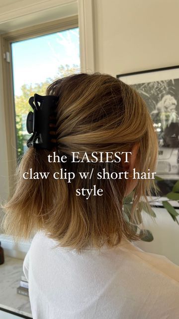 25 Gorgeous Claw Clip Hairstyles - Haircut Ideas Hair Half Up Half Down Short Length, Bob Hairstyles Claw Clip, Short Wavy Hair Claw Clip, Clip Up Short Hair, Bob Hair Clips Style, Bob Hair Claw Clip, Claw Clip Hairstyles Short Hair Half Up Half Down, Short Bob Claw Clip, Half Up Half Down Straight Hair Short