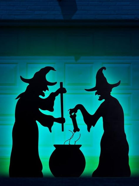 YoleShy Halloween Witch Stakes with Cauldron, Set of 3 Metal Halloween Yard Stakes Scary Witch Yard Decorations, Witch Silhouette for Outdoor Lawn Garden Yard Halloween Decor.  #ad #halloween #witches #cauldron #yard stakes Give your neighbors a fright by creating your halloween fright night with this spooky witch silhouette! These halloween witch stakes will cast haunting shadows in your yard when placed in front of  lights. Witch Yard Decorations, Witches Yard Decorations, Cauldron Silhouette, Yard Halloween Decor, Halloween Yard Stakes, Halloween Fright Night, Witch Silhouette, Witch Cauldron, Scary Witch