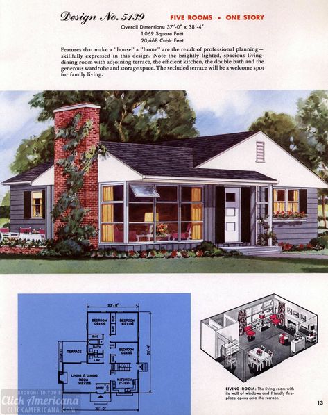 See 110 vintage '50s house plans used to build millions of mid-century homes that we still live in today - #1950s #50s #fifties #houses #vintagehome #vintagehouses #midcentury #prefab #suburbs #retro #houseplans #homeplans #floorplans #homebuilding #architecture #vintage #50shouses #clickamericana Classic House Plans, Modern Suburban House, Mid Century House Plans, 50s House, 50s Home, Mid Century Modern House Plans, 1950s House, Vintage House Plans, Suburban House