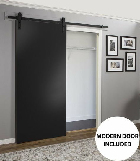 Black Barn Door, European Doors, Panel Interior Doors, Mdf Doors, Black Barn, Door Stops, Interior Barn Doors, Protecting Your Home, Barn Door Hardware