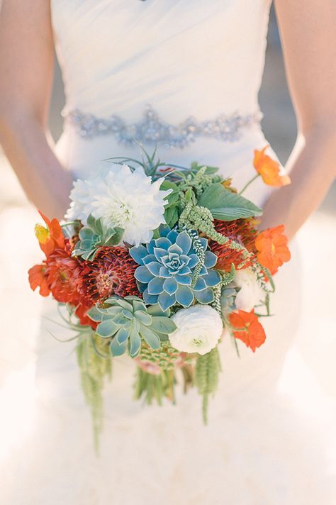 Succulent Bouquet Wedding, Blue Wedding Bouquet, Succulent Bouquet, Succulent Wedding, La Wedding, Orange Wedding, Fine Art Wedding Photography, Bouquet Of Flowers, Ranch Wedding