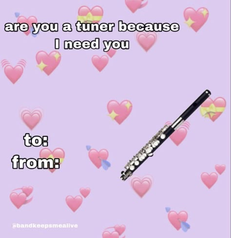 Flute Pick Up Lines, Piccolo Instrument Memes, Marching Band Valentine Cards, Music Pickup Lines, Band Pickup Lines, Band Valentine Cards, Band Pick Up Lines, Saxophone Jokes, Music Pick Up Lines