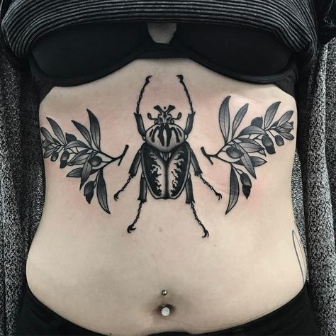 Traditional Beetle Tattoo, Beetle Sternum Tattoo, Goliath Beetle Tattoo, Beetle Tattoo Side Of Knee, Traditional Insect Tattoo, Sternum Tattoo Traditional, Beetle Knee Tattoo, Beatle Tattoo, Traditional Bug Tattoo