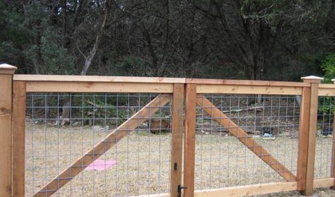 Pictures of Cattle Panel Fencing or Livestock Fencing - Austin, TX Fence With Wire, Cattle Panel Fence, Cattle Gate, Double Gates, Livestock Fence, Dog Enclosure, Panel Fence, Cattle Panels, Post Caps