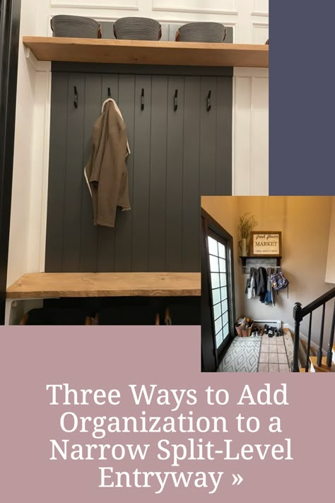 Raised Ranch Entryway, Split Foyer Entry, Foyer Entryway Ideas, Mudroom Drop Zone, Entry Way Lockers, Split Level Entry, Split Entry Remodel, Split Level Entryway, Foyer Wall Decor