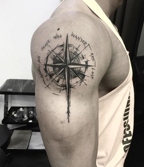 Nautical Compass Tattoo Men Shoulder, Christian Compass Tattoo Men, Compass Tattoo Men Shoulder, Shoulder Compass Tattoo, Compass Tattoo Shoulder, Compass Shoulder Tattoo, Abstract Compass Tattoo, Back Of Tricep Tattoo Men, Compass Tattoos Arm