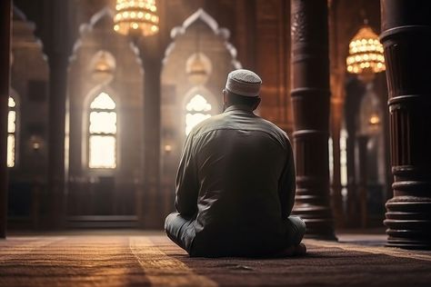 Muslim man praying adult contemplation. AI generated Image by rawpixel. | free image by rawpixel.com / Thanakrit Muslims Praying, Pray Muslim, Muslim Praying, Man Praying, Education Logo Design, Instagram Branding Design, Islamic Wallpaper Hd, Muslim Images, Muslim Men