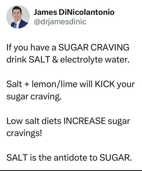 James Dinicolantonio, Electrolyte Water, Low Salt Diet, Low Salt, Healthy Lifestyle Food, Hormone Health, Health Knowledge, Sugar Cravings, Good Health Tips