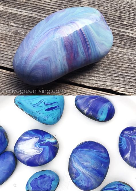 Do you enjoy swirly colors and unpredictable patterns? Then try this marble rock as one of the simple rock painting ideas! Simple Rock Painting Ideas, Simple Rock Painting, Christmas Pebble, How To Paint Rocks, Nail Polish Marbling, Christmas Pebble Art, Marble Rock, Marbles Crafts, Messy Crafts