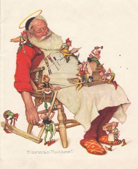 What Is A Christmas Elf or Elf On A Shelf? #elfontheshelf #elfontheshelfideas #elfideas Norman Rockwell Prints, Norman Rockwell Christmas, Norman Rockwell Art, Santa Klaus, Rockwell Paintings, Norman Rockwell Paintings, Santa Claus Images, Books Vintage, Old Fashioned Christmas