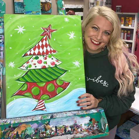 Social Easel, Whimsical Christmas Tree, Toddler Painting, Tree Painting Canvas, Paint Studio, Whimsical Christmas Trees, Easy Art For Kids, Christmas Paintings On Canvas, Ornaments Homemade