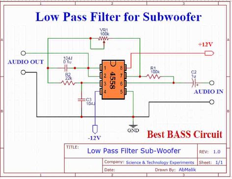 4558 IC Subwoofer Bass Booster Low Pass Filter Circuit Subwoofer Circuit Diagram, 4558 Preamp Circuit, Low Pass Filter Subwoofer, Low Pass Filter Circuit Diagram, 4558 Subwoofer Filter, Pre Amplifier Circuit Diagram, Bass Treble Circuit Diagram, Subwoofer Amplifier Circuit Diagram, Synthesizer Diy