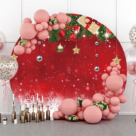 Lofaris Snowflake With Christmas Ball And Gift Round Backdrop Christmas Backdrops For Photos, Backdrops For Photos, Diy Christmas Backdrop, Diy Christmas Photo, Unique Party Themes, Photo Backdrop Christmas, Backdrop Christmas, Photography Christmas, Round Backdrop