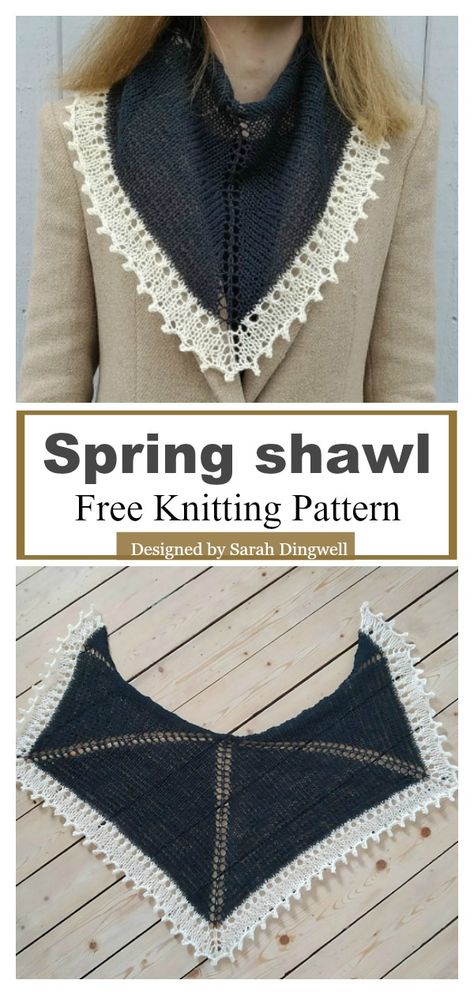 Spring Shawl Free Knitting Pattern Spring Knitting, Spring Shawl, Winter Shawl, Pattern Knitting, Shawl Knitting Patterns, Shawl Patterns, Baby Hats Knitting, Scarf Knitting Patterns, Lace Shawl