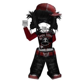 Red Y2k Roblox Avatar, Black And Red Roblox Avatar, Rblx Outfit Ideas, R15 Roblox Fits, Roblox Avatar Ideas Y2k Emo, Emo Outfits Roblox Girl, Emo Roblox Character, Red Roblox Outfits, Roblox Emo Avatars