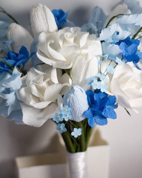 Crepe Paper Flower Bouquet, Crepe Paper Flower, Crepe Paper Flowers, Paper Flower Bouquet, Feeling Blue, Crepe Paper, Something Blue, Flowers Bouquet, Paper Flowers