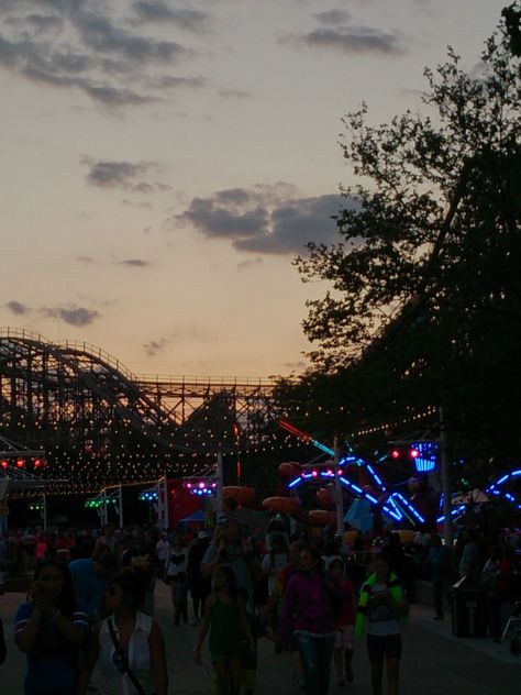 Cedar Point at night Ceder Point Aesthetic, Ceder Point, Point Aesthetic, Best Roller Coasters, Vacation Aesthetic, Fun Memories, Amusement Park Rides, Cedar Point, Water Parks