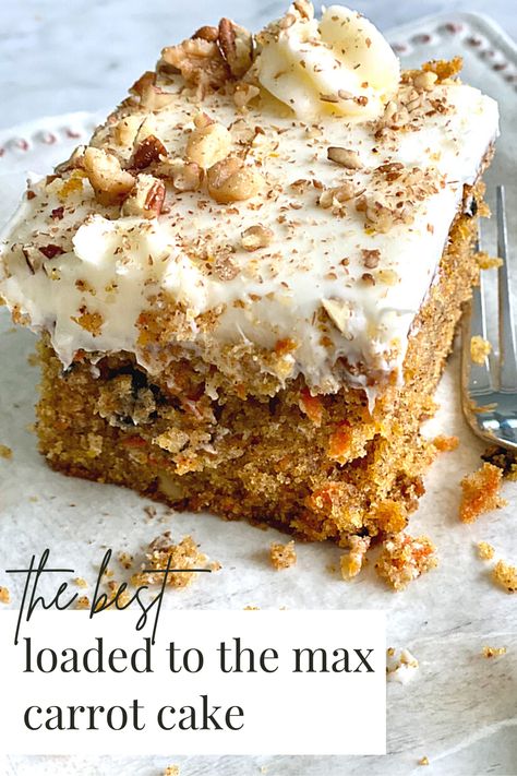 slice of carrot cake on a white plate. Carrot Cake Bars Recipe, Carrot Cake Recipe Homemade, Cake Recipe Homemade, Cake Bars Recipe, Carrot Cake Bars, Carrot Cakes, Chocolate Sheet Cake, Best Carrot Cake, Sheet Cake Recipes