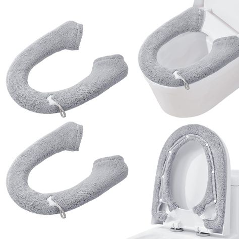 PRICES MAY VARY. Toilet Seat Warmer Cover: Our warm and soft toilet seat cover pad is made of high quality knitted cotton thread material, high elasticity, soft, warm and breathable, it will not be stuffy even in summer, universal in all seasons, bringing you a comfortable experience. Say goodbey to the cold toilet seat in the cold winter Universal Size: The toilet seat cover warmer can be stretched from 27inches to 45inches, which are suitable for most toilet seats. With high elasticity, it can fit your toilet seat well Easy to Install: 1.Place the toilet seat cover over the toilet lid after raising it up. 2.Snap all the corresponding snaps around the toilet lid. 3.Hook the top plastic ring to the elastic on each Reusable: Machine washable, easy to wash. Have snaps fixed, Not easy to slip