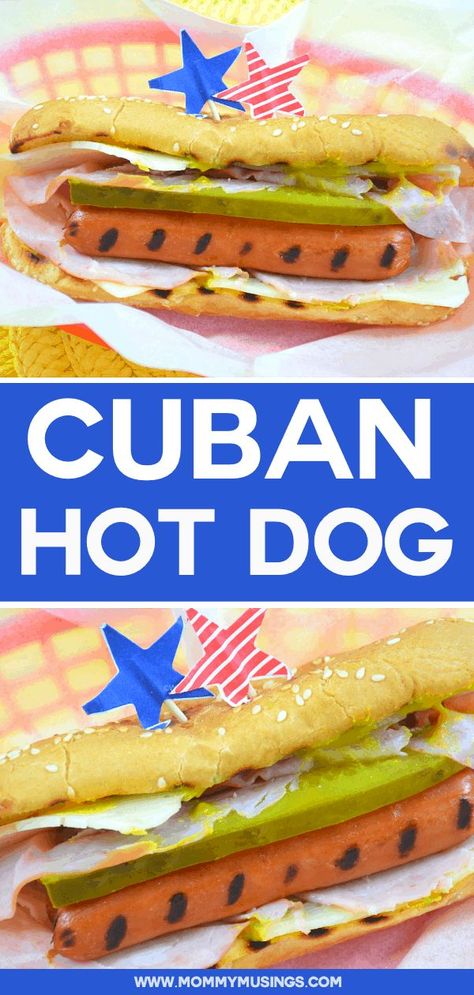 This Cuban Hot Dog is based on the flavors of the classic Cuban sandwich #easyrecipes #grilling #grillrecipes #hotdogs #summerrecipes Hot Dog Recipe, Shrimp Casserole, Ketchup And Mustard, Hot Dogs Recipes, Hot Dog Toppings, Cuban Sandwich, Summer Foods, Hot Dog Recipes, Sliced Ham