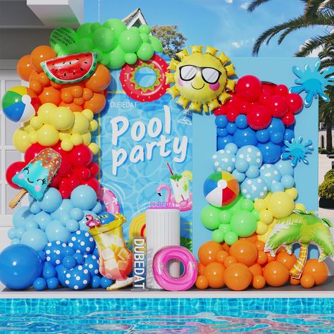 PRICES MAY VARY. 【Summer Pool Beach Party Decorations】We used balloons of various colors and sizes, including red orange yellow,blue, Polka-dot balloon balloons,Beach Ball balloon,Sun, coconut trees, watermelon, Popsicle, juice foil balloon kits is the perfect addition to summer parties, Hawaiian parties decorations. 【Wide Application】Our summer pool Balloon Garland Arch Kit is perfect for Summer Party, Splash Birthday Rave Party Supplies, Pool Beach Party, Luau Hawaii, Birthday Party Decoration Pool Party Decorations For Kids, Blue Pool Party Decorations, Pool Party Balloon Backdrop, Summer Birthday Party Ideas For Boys, Pool Party Balloon Arch, Pool Party Balloons Decorations, 1st Birthday Boy Pool Party Ideas, Toddler Pool Party Birthday, Summer Party Decor