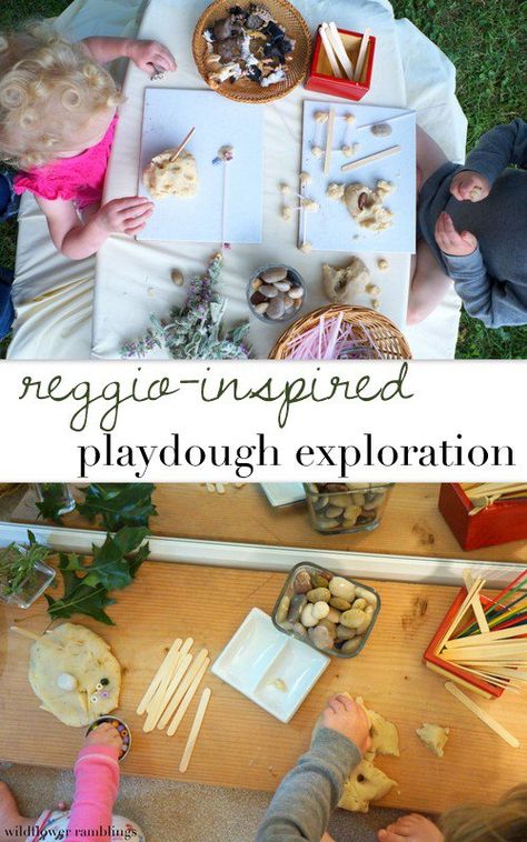 We have been enjoying child led playdough exploration around here lately.  Mirrors, objects from nature, and small parts can make play dough an inviting time of open ended learning and creation for little ones. {This post contains affiliate links, please see my disclosure policy.}  We shared 5 ways to make letters using playdough, and now we...Read More » Reggio Emilia Toddler, Provocations Reggio, Reggio Emilia Classroom, Reggio Emilia Approach, Reggio Inspired Classrooms, Reggio Emilia Inspired, Reggio Classroom, Playdough Activities, Toddler Classroom