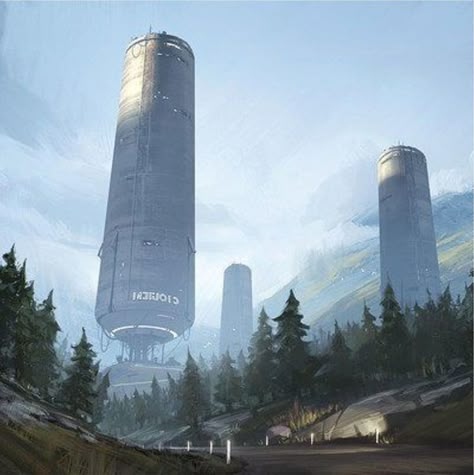 Scifi Landscape, Sci Fi Architecture, Sci Fi Landscape, Science Fiction Artwork, Sci Fi City, Sci Fi Environment, Space Fantasy, Landscape Concept, Arte Cyberpunk