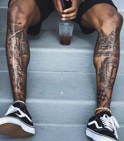 Surprise everyone with a chic tattoo on your leg! We've collected 50+ of the most unique and trendy male leg tattoo ideas and divided them into 9 groups. Calf Sleeve Tattoo, Leg Tattoos For Men, Upper Leg Tattoos, Calf Tattoo Men, Tato Flash, Best Leg Tattoos, Lower Leg Tattoos, Tattoo On Arm, Shin Tattoo