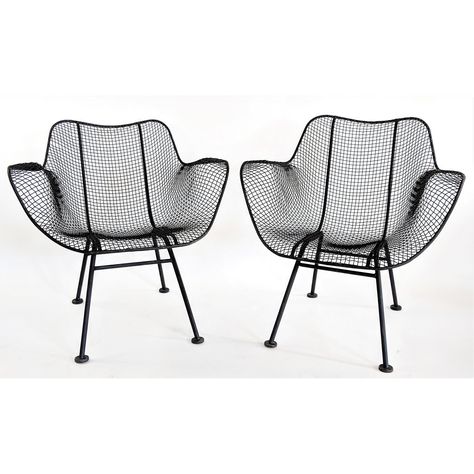 1960s Vintage Russell Woodard Sculptura Lounge Chairs - a Pair | Chairish Chairs Vintage, Garden Dining, Arm Chairs, Wire Mesh, Dining Arm Chair, Metal Chairs, Lounge Chair Outdoor, Garden Patio Furniture, Lounge Chairs