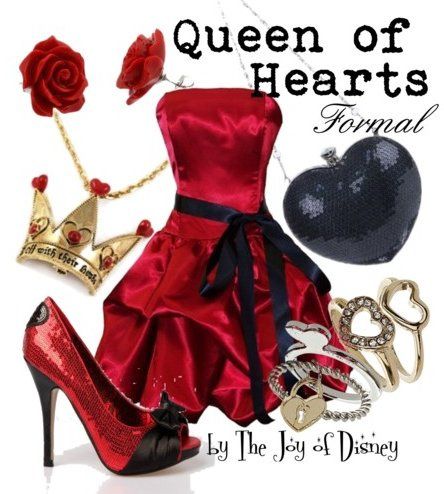 The Joy of Disney: Queen of Hearts (Alice in Wonderland) Alice In Wonderland Outfit, Queen Of Hearts Alice, Disney Cute, Heart Clutch, Disney Themed Outfits, Queen Of Hearts Costume, Cute Disney Outfits, The Queen Of Hearts, Disney Inspired Fashion